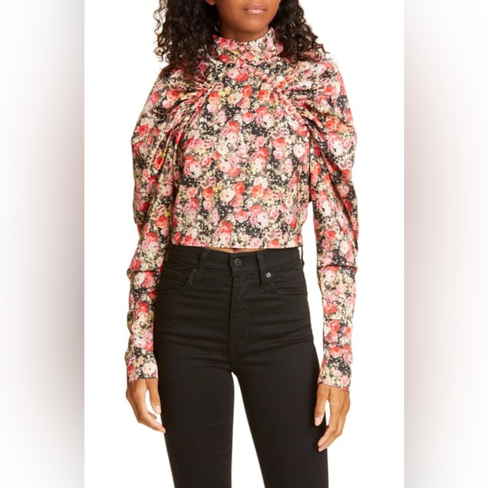 Rotate - Birger Christensen Kim Colorful Floral Puff Long Sleeve Blouse Size 8
